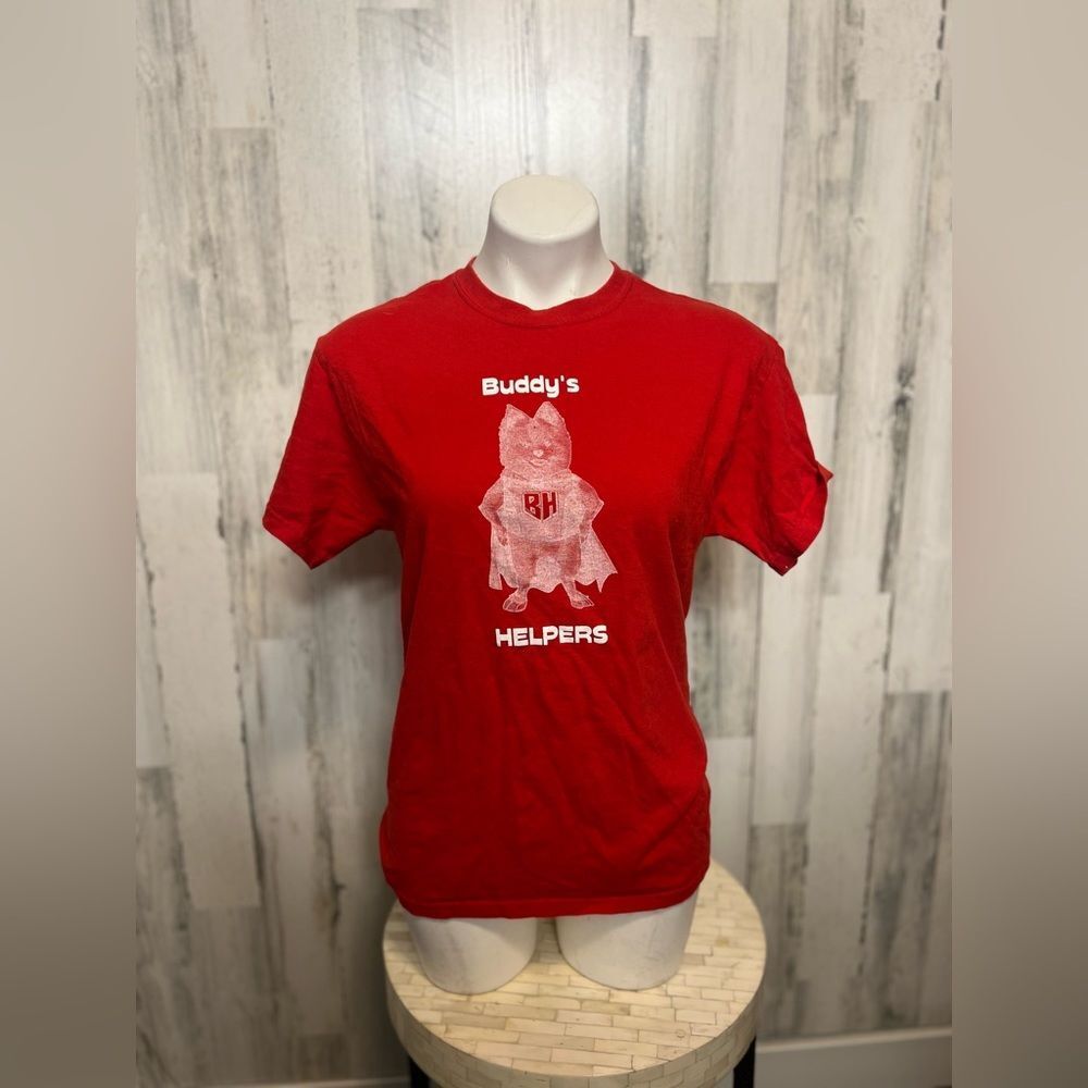 Gildan Buddys Helpers Red Graphic T-Shirt Unisex Medium Superhero Dog #3 Tee